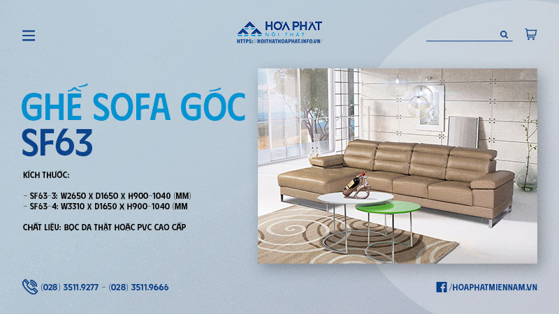 Bộ ghế sofa góc cao cấp SF63