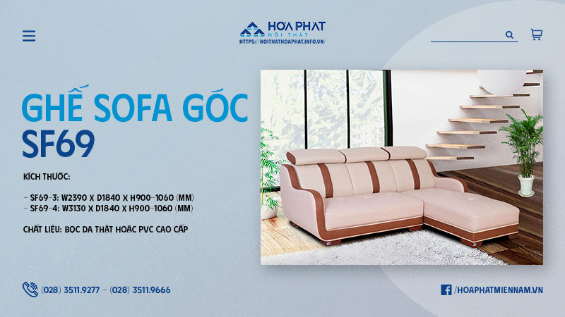 Ghế sofa góc cao cấp Hòa Phát SF69-3