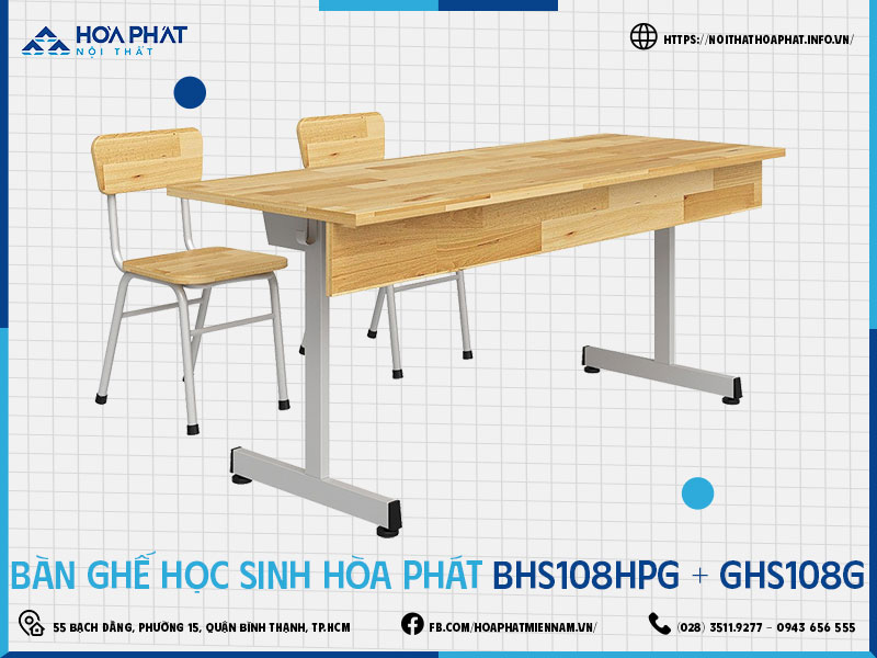 Bàn ghế học sinh Hòa Phát HP5INFO BHS108HPG-GHS108G