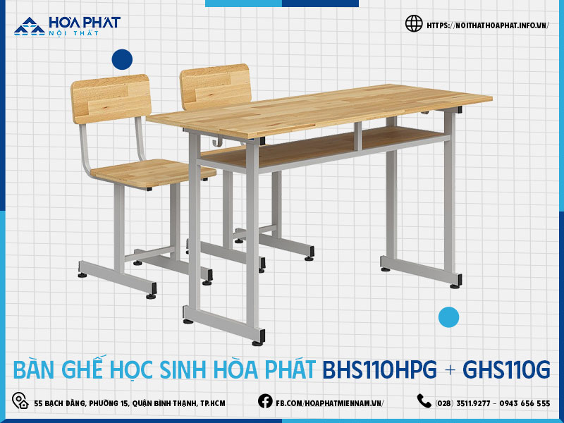 Bàn ghế học sinh Hòa Phát HP5INFO BHS110HPG-GHS110G