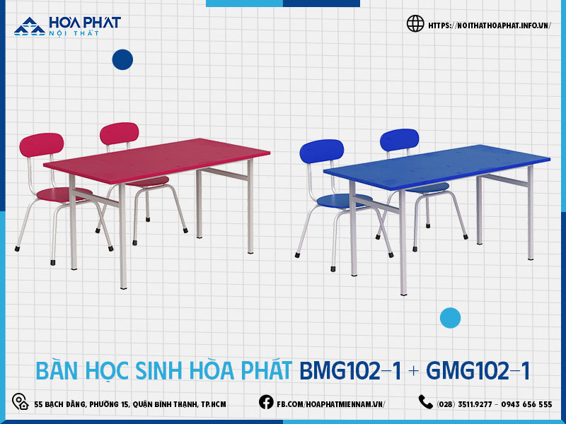 Bàn ghế học sinh Hòa Phát HP5INFO BMG102-1-GMG102-1