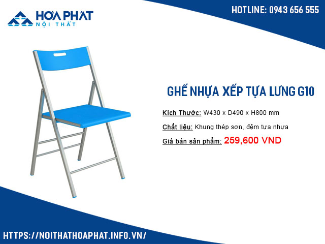 Ghế nhựa xếp tựa lưng G10