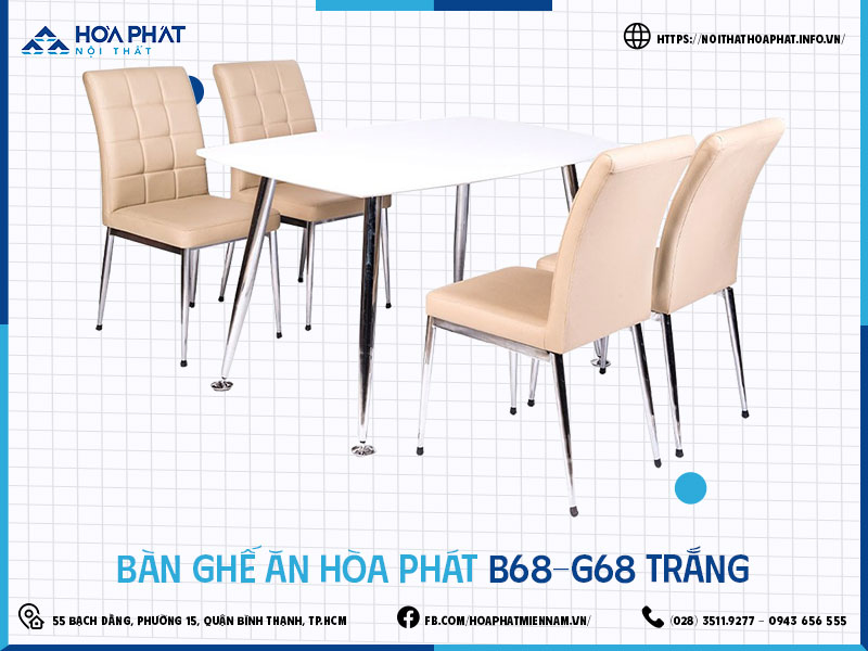 Bàn ghế ăn Hòa Phát HP5INFO B68-G68 trắng