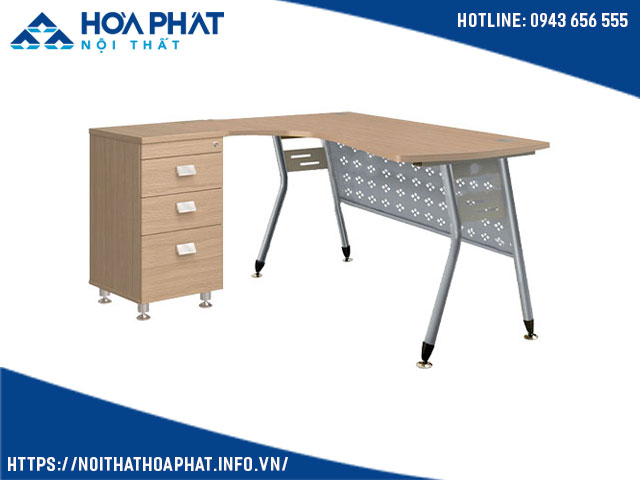 Bàn gỗ chân sắt có ngăn kéo Hòa Phát HRL1450C1Y1