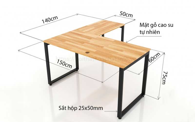 Kích thước bàn làm việc hình chữ L