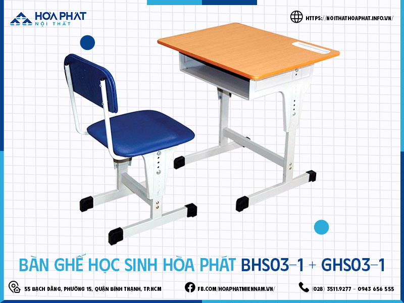 Bàn ghế học sinh Hòa Phát HP5INFO BHS03-1, GHS03-1