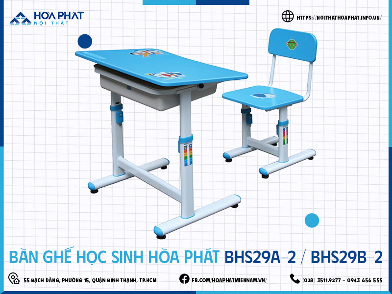 Bàn ghế học sinh Hòa Phát HP5INFO BHS29A-2-BHS29B-2