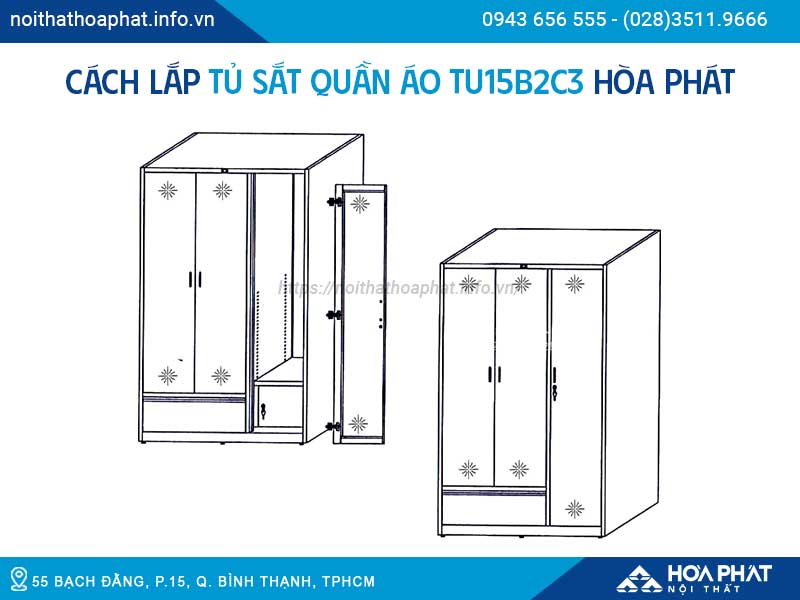 Cách lắp tủ sắt quần áo TU15B2C3 Hòa Phát HP5INFO