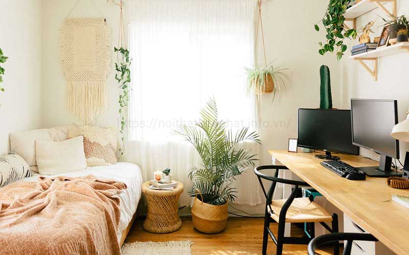 trang trí bàn làm việc trong phòng ngủ