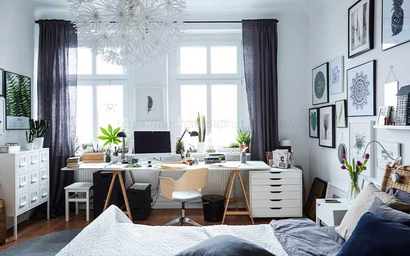 trang trí bàn làm việc trong phòng ngủ