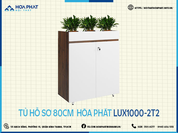 Tủ hồ sơ 80cm Hòa Phát LUX1000-2T2