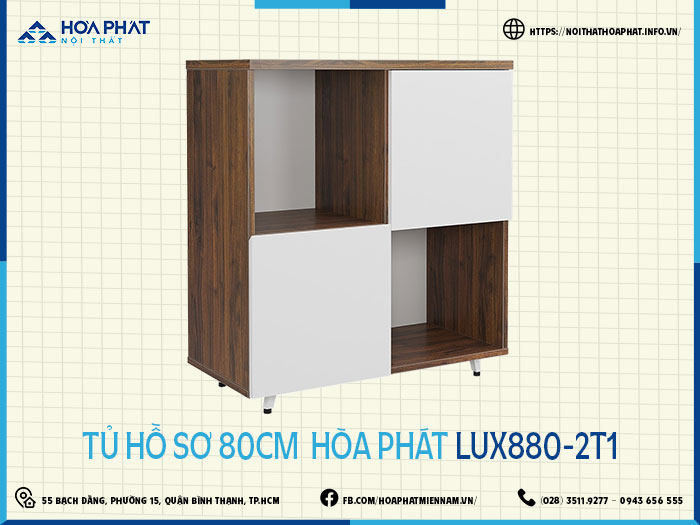 Tủ hồ sơ 80cm Hòa Phát LUX880-2T1