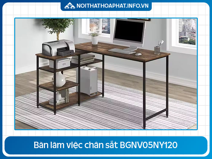 Bàn mặt gỗ chân sắt BGNV05NY120