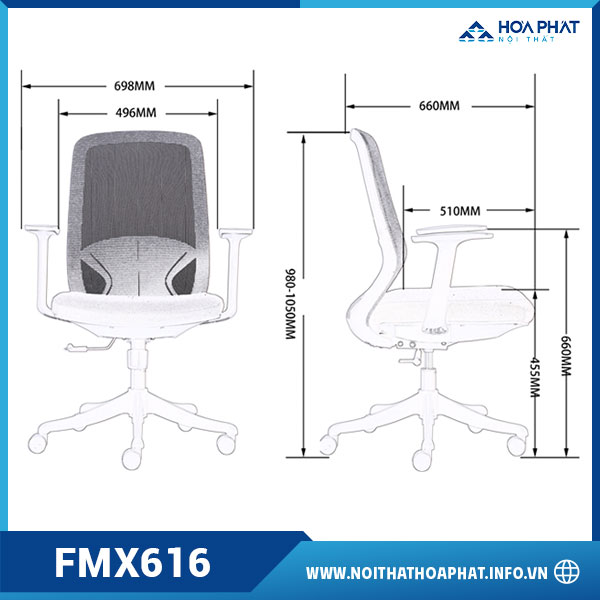 Ghế xoay lưới lưng trung FMX616