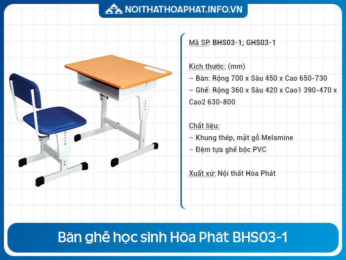 bàn ghế học sinh mini BHS03-1