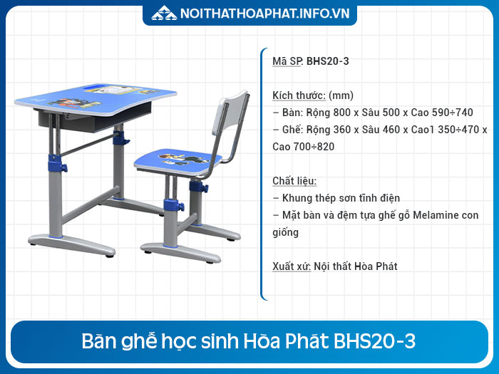 bàn ghế học sinh mini BHS20-3