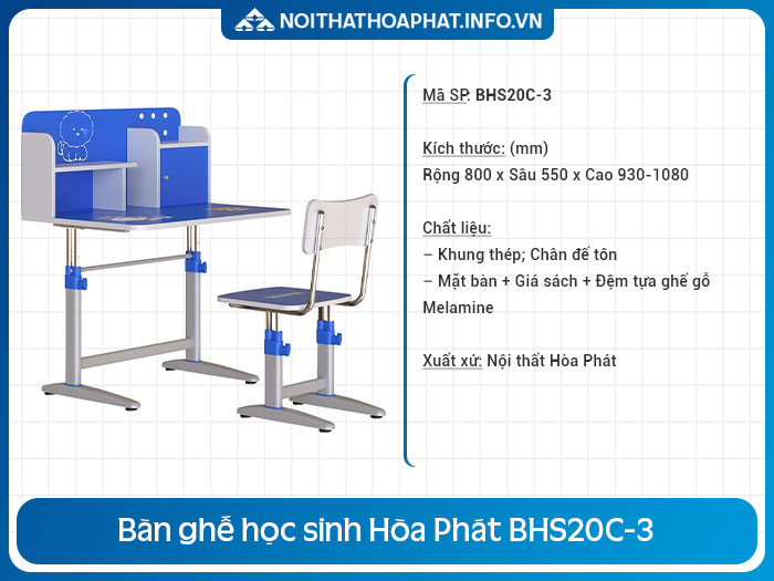 bàn ghế học sinh mini BHS20C-3