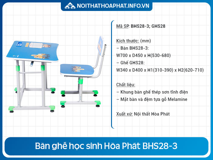 bàn ghế học sinh mini BHS28-3