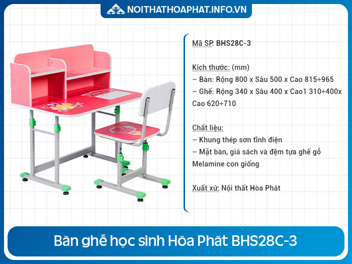 bàn ghế học sinh mini BHS28C-3