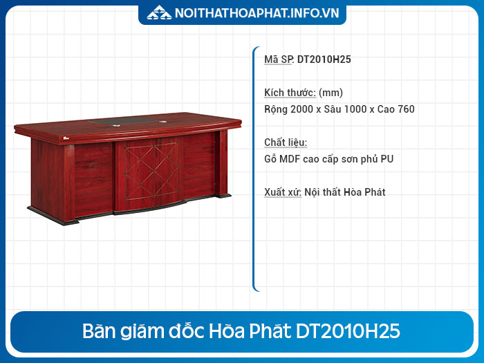 Bàn giám đốc Hòa Phát 2m DT2010H25