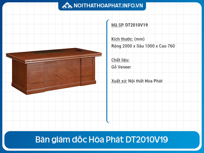 Bàn giám đốc Hòa Phát 2m DT2010V19