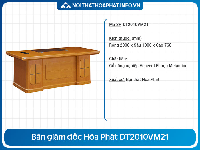 Bàn giám đốc Hòa Phát 2m DT2010VM21