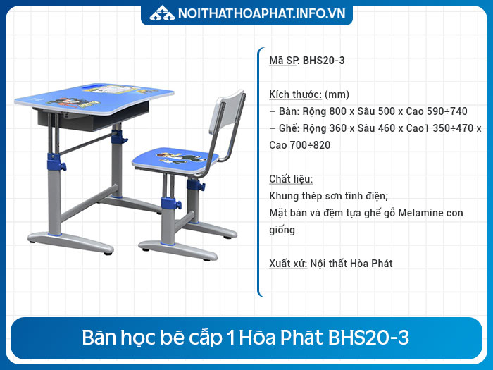 Bộ bàn học bé cấp 1 BHS20-3