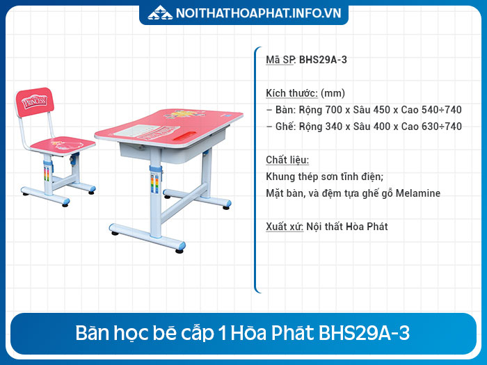 Bộ bàn học bé cấp 1 BHS29A-3