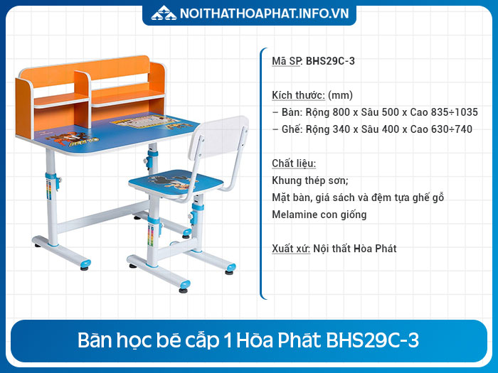 Bộ bàn học bé cấp 1 BHS29C-3