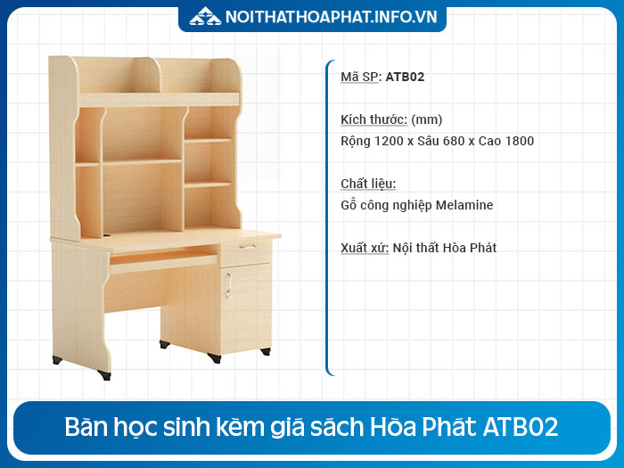 bàn học sinh kèm giá sách ATB02