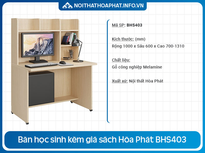 bàn học sinh kèm giá sách BHS403