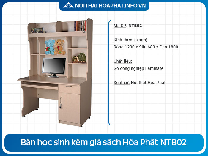 bàn học sinh kèm giá sách NTB02