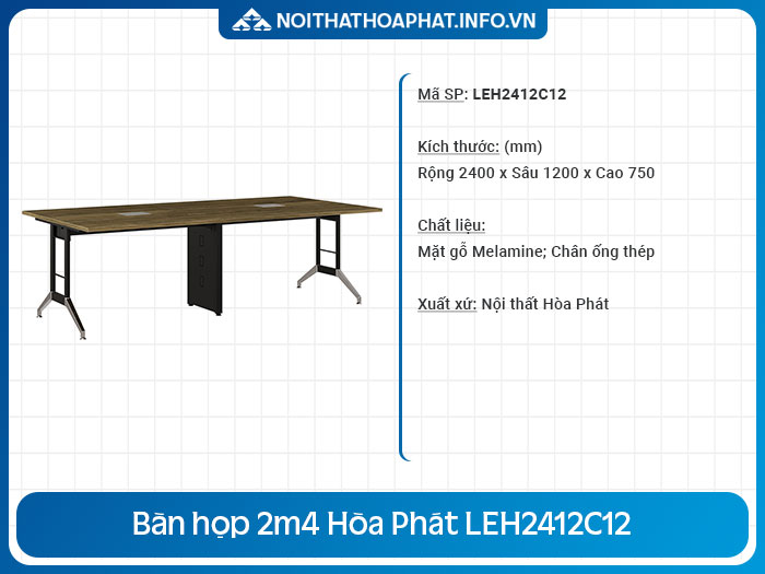 Bàn họp 2m4 giá rẻ LEH2412C12