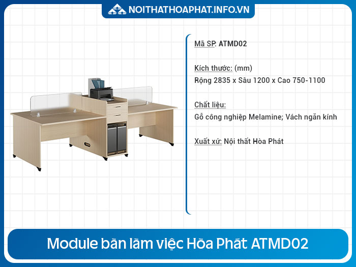 Bàn nhân viên có vách ngăn ATMD02