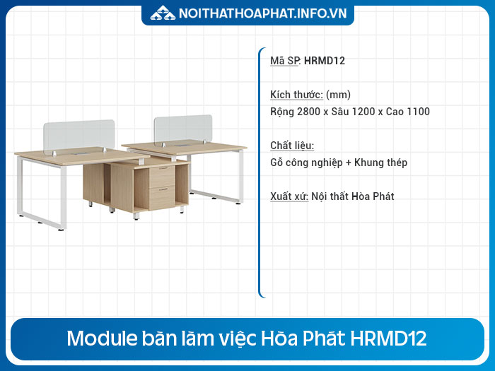 Bàn nhân viên có vách ngăn HRMD12