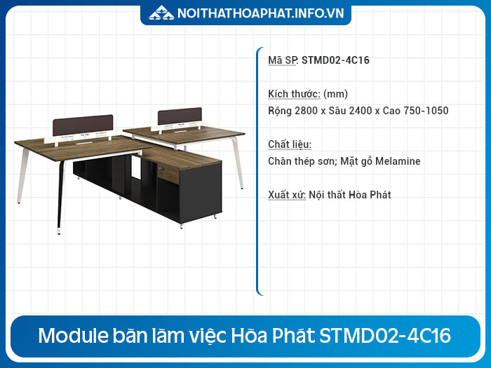 Bàn nhân viên có vách ngăn STMD02-4C16