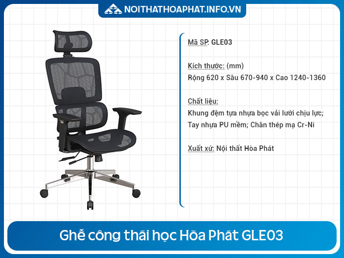 ghế công thái học dưới 5 triệu GLE03