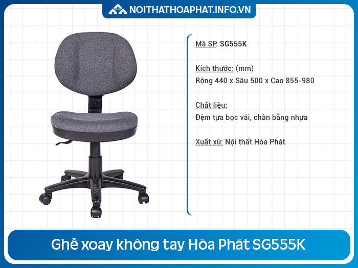 ghế xoay văn phòng không tay SG555K