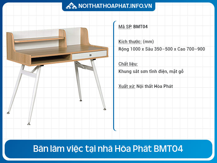 bàn làm việc tại nhà có giá sách BMT04