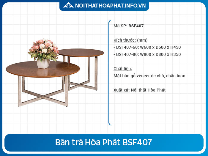 Bàn trà decor phòng khách BSF407