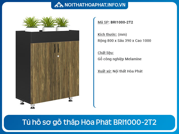 tủ hồ sơ gỗ thấp BRI1000