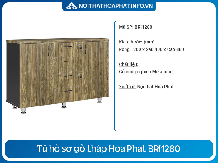 tủ hồ sơ gỗ thấp BRI1280