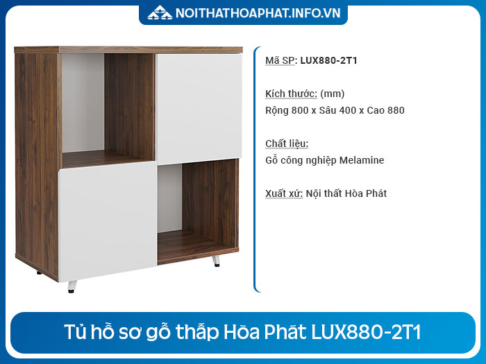 tủ hồ sơ gỗ thấp LUX880-2T1