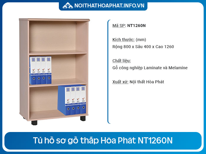 tủ hồ sơ gỗ thấp NT1260N