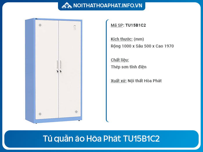 tủ quần áo bằng sắt đẹp TU15B1C2