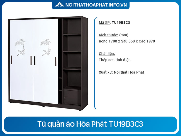 tủ quần áo bằng sắt đẹp TU19B3C3