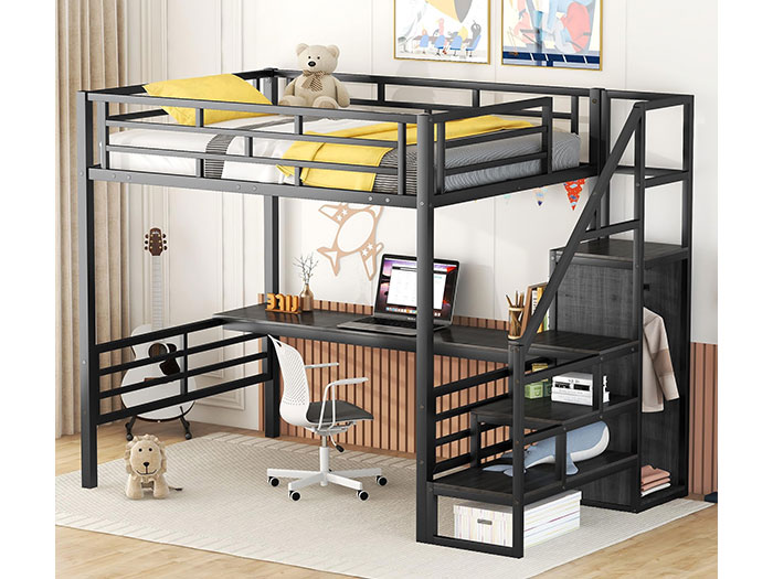giường sắt 2 tầng có bàn học