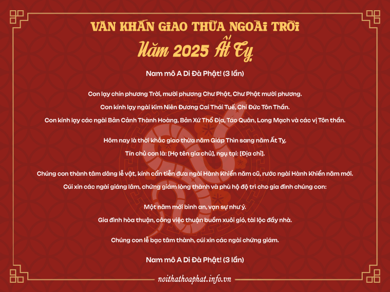 Văn khấn giao thừa 2025