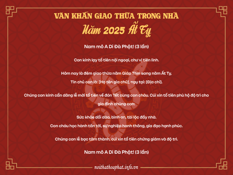 Văn khấn giao thừa 2025