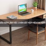 bàn làm việc chân sắt hộp